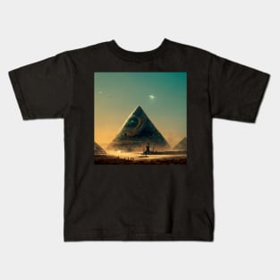 Alien Pyramid under UFOs Kids T-Shirt